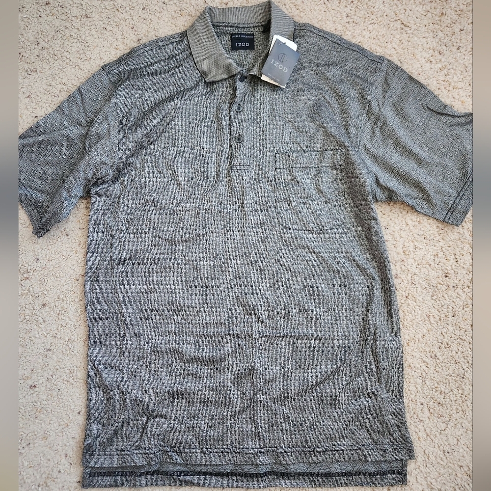 NEW Izod Golf Gray Polo Shirt Shorts Sleeve Sz M